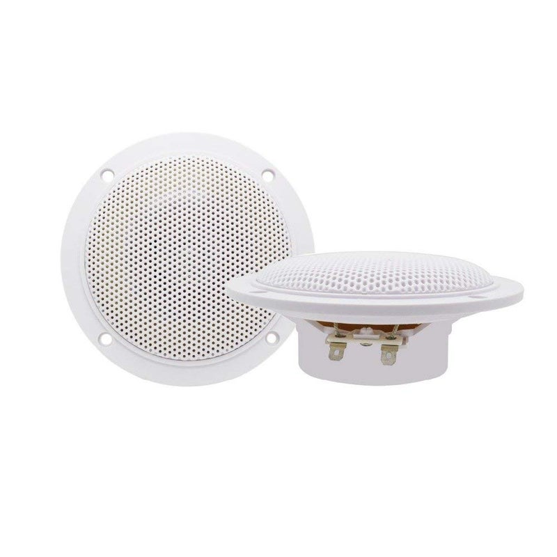 Herdio 4 Inches Waterproof Marine Ceiling Speakers with 160 Watts Power, Handling for Kitchen Bathroom Boat Car RV Camper Motorcycle Cloth Surround and Low Profile Design - 1 Pair (White) - Image 5